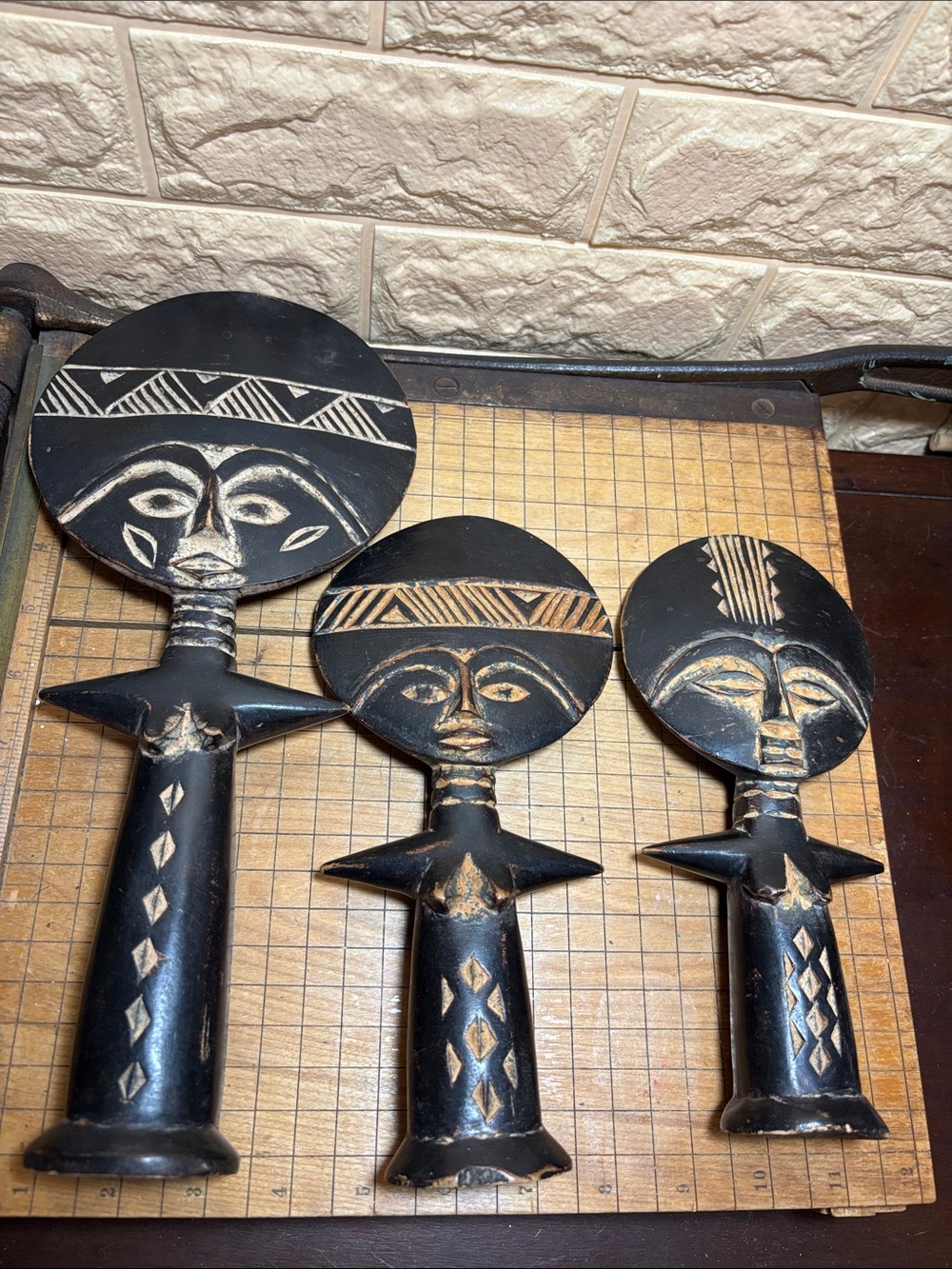 Hand Crafted Carved Wooden Fertility Idols Set of 3 Africa